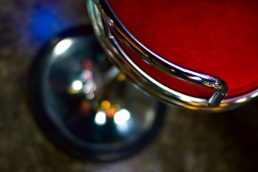 stool bar with chrome and red velvet