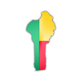 map and flag of benin with shadow
