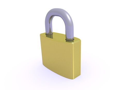 rendered of a padlock locked on white background