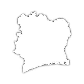 white map of c�te d'ivoire on black shadow