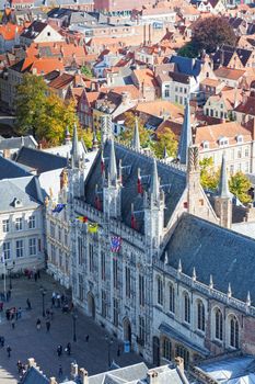 The top view on the Town hall, Bruges, Belgium, 29.09.2012.