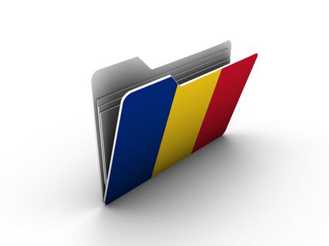 folder icon with flag of romania on white background