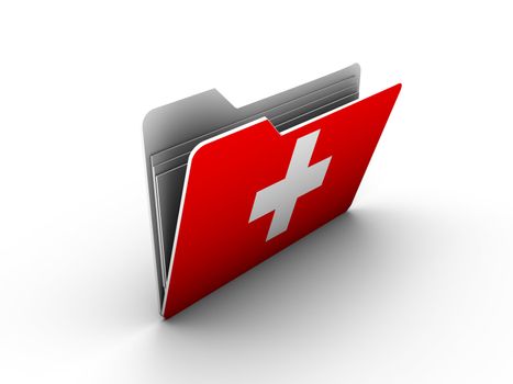 folder icon with flag of switzerland on white background