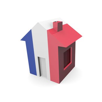 house 3d with flag of france