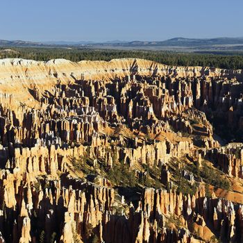 famous amphitheater from Inspiration Point at sunrise, Bryce Canyon National Park, Utah, USA 