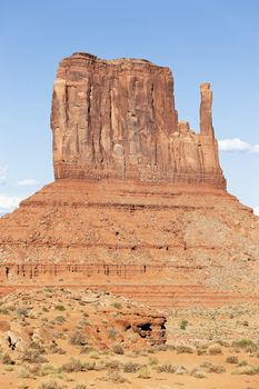 vertical view of famous Monument Valley, USA
