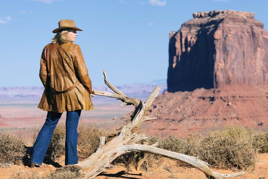 young cowgirl at Monument Valley, Utah, USA