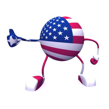 yes and  usa flag on character on white background