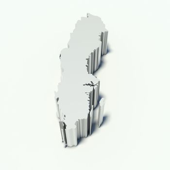map of Sweden in perspective and white