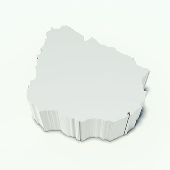 map of Uruguay in perspective and white