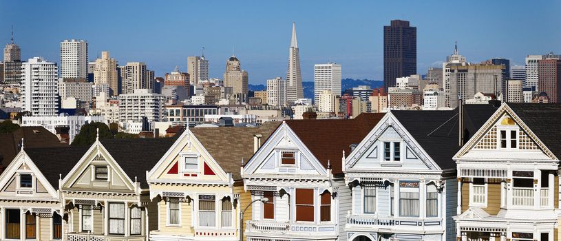 panoramic view of San Francisco from Alamo Square, San Francisco