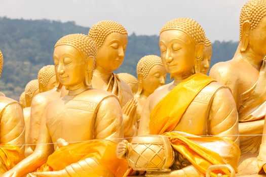 Golden Buddha at Buddha Memorial park , Nakorn nayok, Thailand.