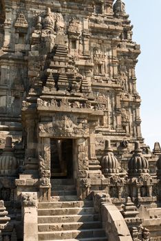 Entrance in Brahma temple top in Candi Prambanan or Candi Rara Jonggrang Hindu temple, Java, Indonesia