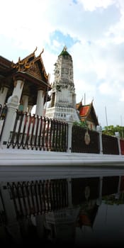 Thai temple with reflection image