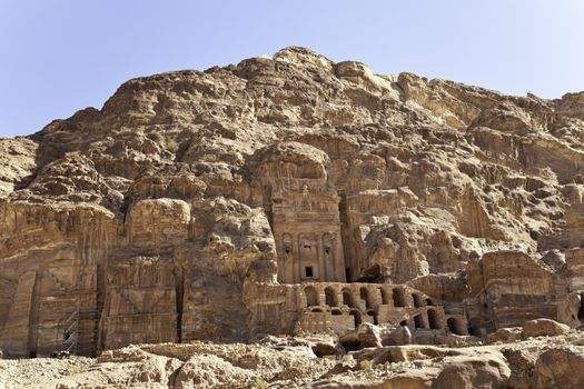 urn tomb, one of the famous royal tomb in petra, jordan