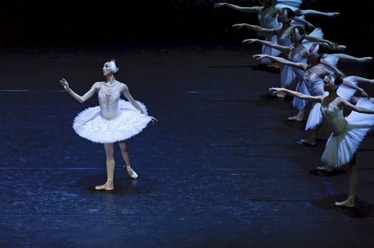 CHENGDU - JAN 5: ballerina of The national ballet of china perform on stage at Jincheng theater.Jan 5, 2012 in Chengdu, China.