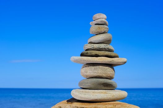 Stack of the sandstone on background the blue sky