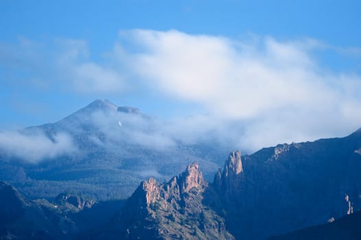 Clouds above volcano Mount Teide. Canary Islands, Spain