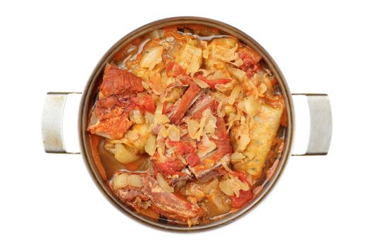 warm stuffed cabbage with pork meat on a metal pot - tradition for easter food