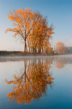 Autumn reflection on the Berounka river