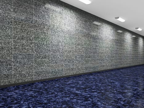 A long corridor with the marble walls