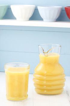 Fresh squeezed orange juice made by extraction from the most sweet and delicious fresh fruit.