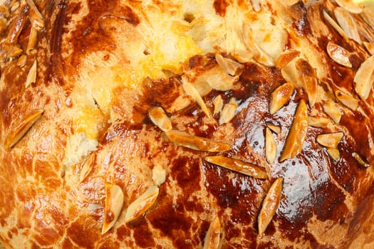 close up detail of Typical homemade czech easter Cake With Almonds