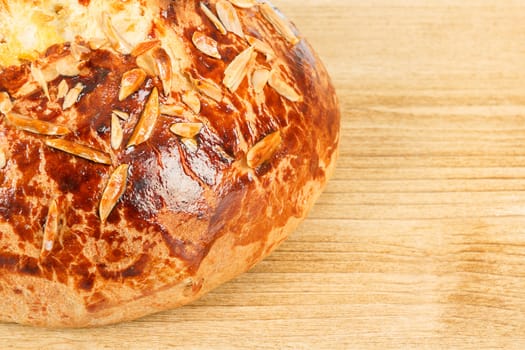 Typical homemade czech easter Cake With Almonds on wooden