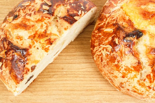 Typical homemade czech easter Cake With Almonds on wooden
