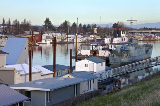 Urban landscape and river Portland Oregon.