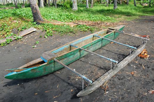 Canoe at sea coast, Papua New Guinea