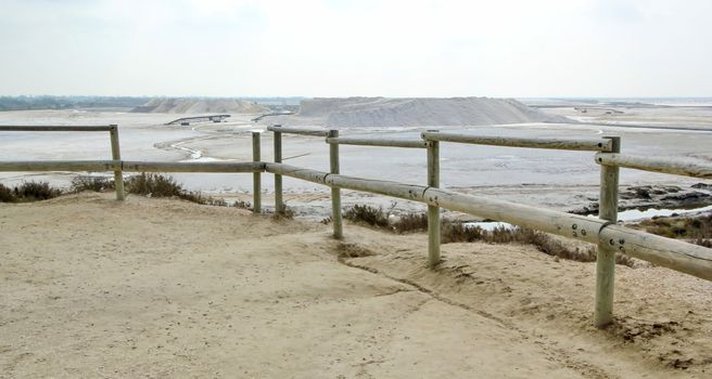 View on the salt mountains at Salins de Giraud, Camargue, France