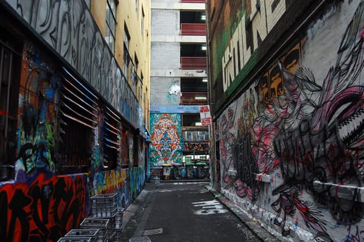 Graffiti walls at side street Melbourne, Australia