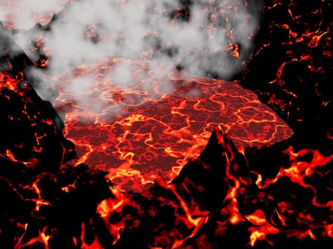 Close up of the heart of an active volcano and little smoke