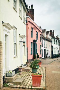 Row of traditional town houses in Clare, Suffolk