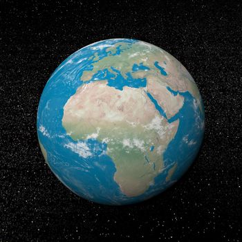 Earth planet showing african continent in the universe surrounded with plenty of stars - Elements of this image furnished by NASA