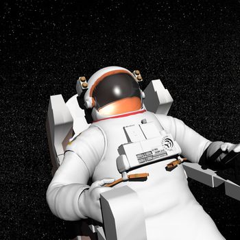 Astronaut floating alone in the dark space surrounded with stars - Elements of this image furnished by NASA