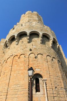Facade of fortified church of Saintes-Maries-de-la-mer, Camargue, France