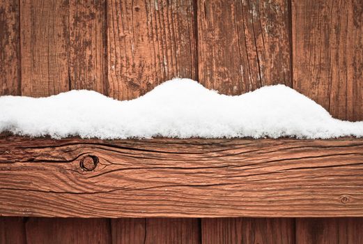 snow on a wooden fence as a background image