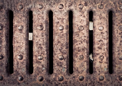 Rusty metal grill as a detailed background image