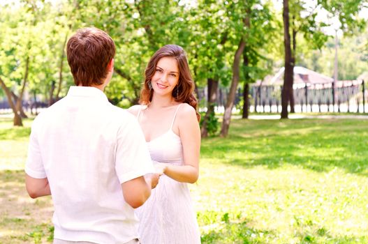 couple in the park portrait of a woman