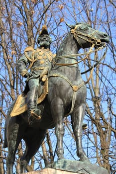 Statue of Charles d�Este-Guelph duke of Brunswick (1804-1873) in the Alps garden, Geneva, Switzerland.