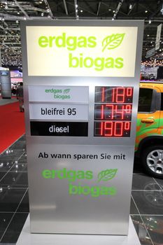 GENEVA - MARCH 8 : biogas station on display at the 83st International Motor Show Palexpo - Geneva on March 8, 2013 in Geneva, Switzerland.