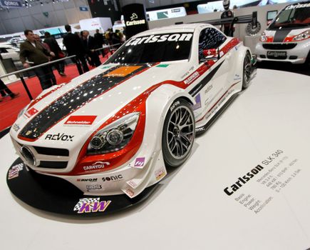 GENEVA - MARCH 8 : colorful Carlsson SLX 340 on display at the 83st International Motor Show Palexpo - Geneva on March 8, 2013 in Geneva, Switzerland.