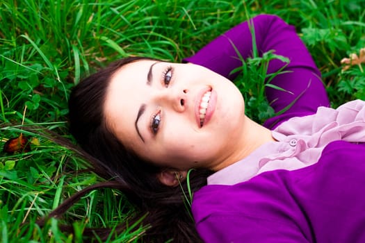 portrait of a beautiful young woman outdoor