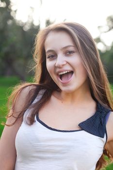 portrait of a beautiful young woman outdoor