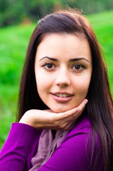 portrait of a beautiful young woman outdoor