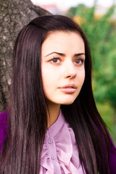 portrait of a beautiful young woman outdoor