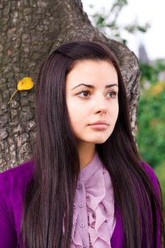 portrait of a beautiful young woman outdoor