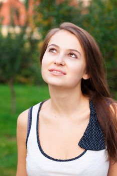 portrait of a beautiful young woman outdoor